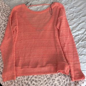 Coral Low-Back Knit Sweater